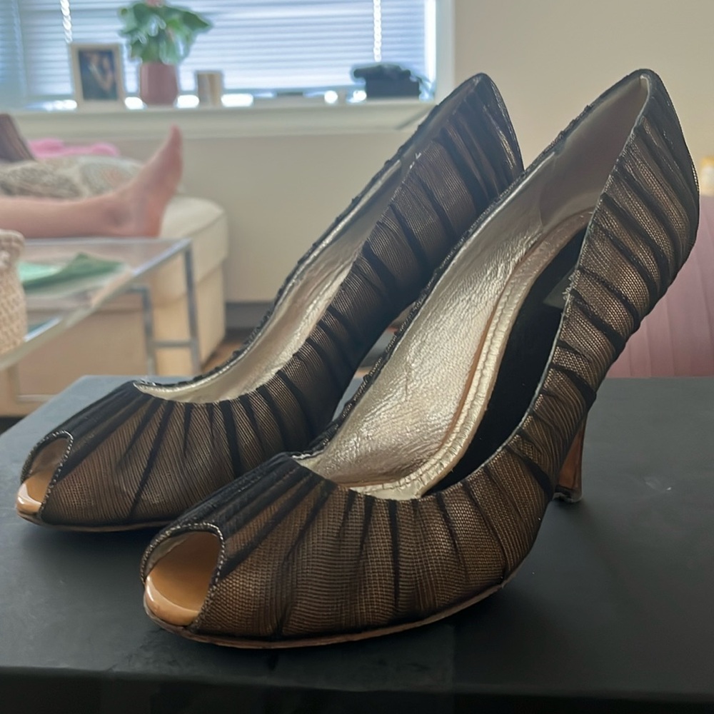 Dolce & Gabana Black Peep Toe Heels Size 38.5